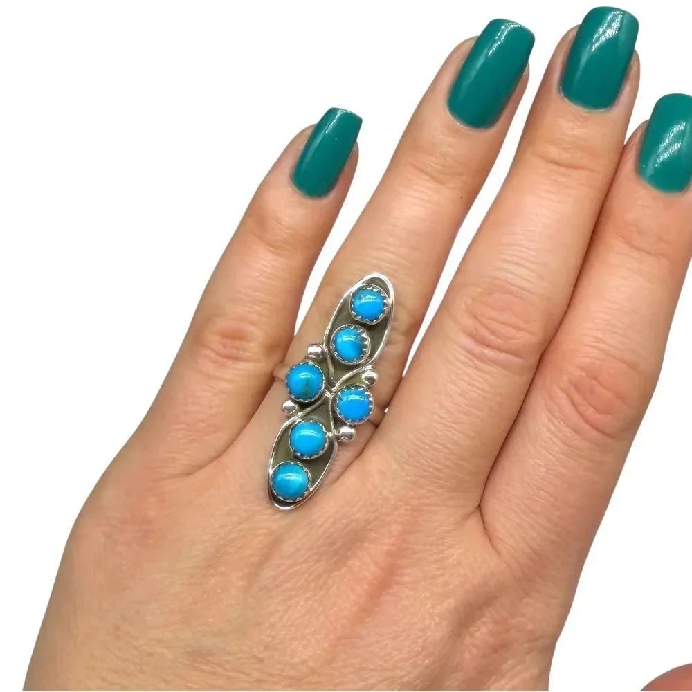 Kingman Turquoise Ring Size 7 Solid 925 Sterling Silver